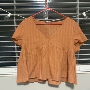 Pastel orange flowy blouse